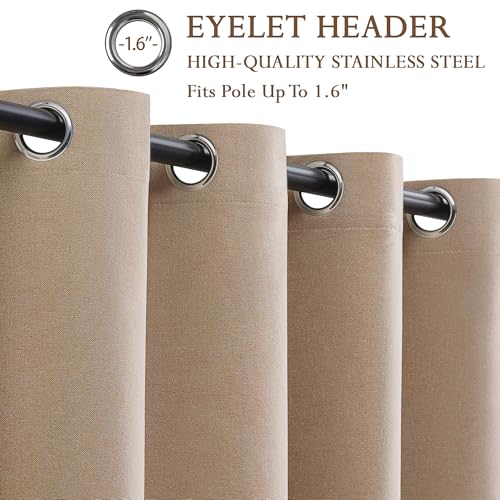 Premium Baisite 100% Blackout Curtains 84 Inch Drop - 2 Panels Linen Soundproof Thermal Eyelet Curtains for Bedroom & Living Room Window Treatments - Image 6
