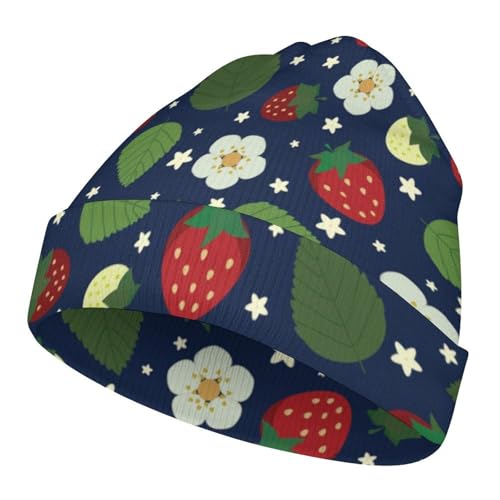 Kawaii Strawberry Kids Beanie Hat for for Girls Boys Children Cap Winter Knitted Chemo Cancer Headwear Accessories Gifts Decoration
