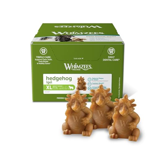 WHIMZEES Hedgehog Dental Dog Treats, Bulk Box, Extra Large (27+kg Dogs), Natural Daily Dental Chews (16 Count)
