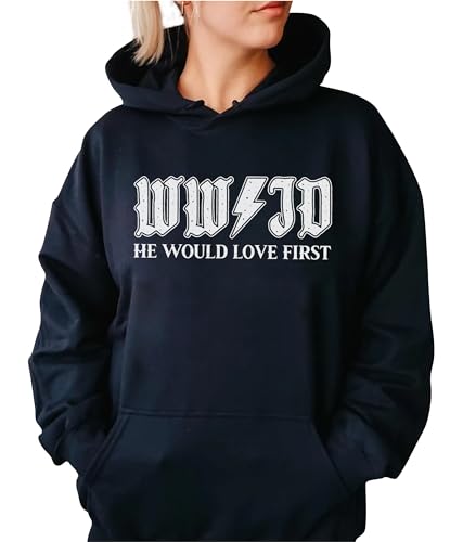TEEAMORE Vintage WWJD Sweatshirt What Would Jesus Do He Would Love First Crewneck Christian4