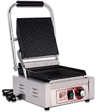 Beeketal Profi Gastro Kontaktgrill BKG1 | 1800 Watt Gusseisen-Grillplatten oben & unten gerillt | Edelstahl Tischgrill 50-300 °C für Gastronomie & Gewerbe