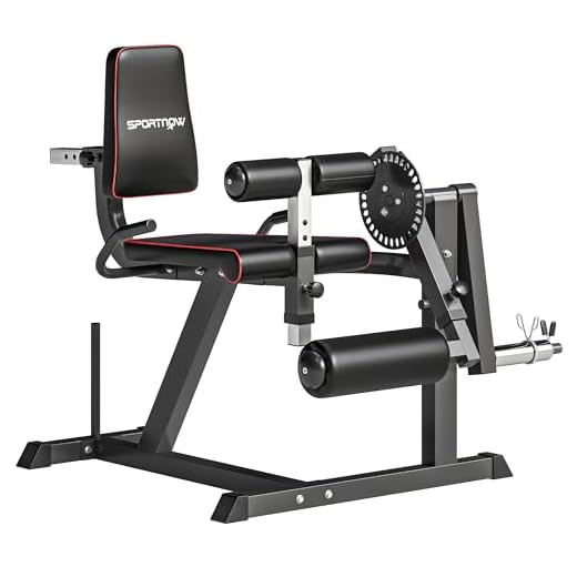 SPORTNOW Máquina de Extensión y Curl de Piernas, Máquina de Estiramiento de Piernas Ajustable con Carga de Placas, para Entrenamiento de Cadera, Muslos y Pantorrillas, en Casa Gimnasio