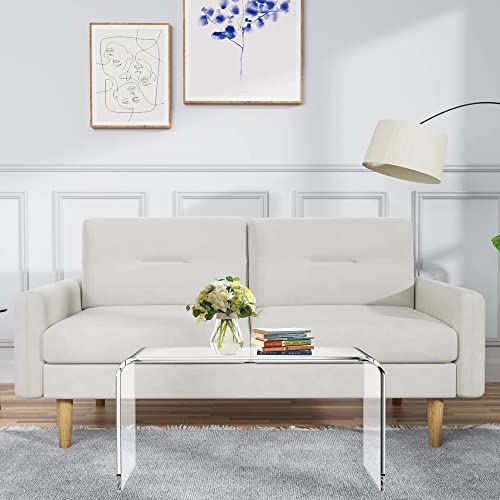 Fansafurn Acrylic Coffee Table, 32" L X 16" W X 16" H Acrylic Table With Waterfall Edges, Clear Lucite Table Acrylic Furniture For Living Room Bedroom #TOP5