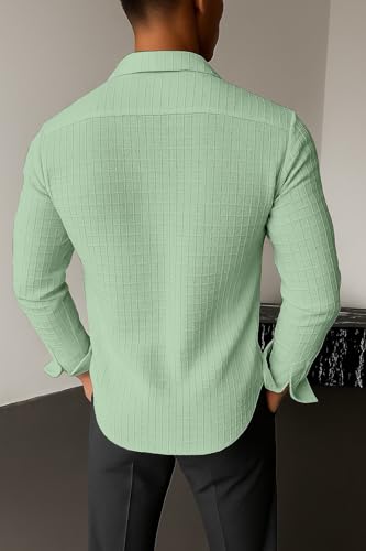 Image of Men's Casual Button Down Shirts Long Sleeve Linen Shirt Fashion Textured Beach Summer Shirts| Men Stylish Shirt | Men Fancy