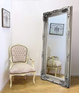Barcelona Trading Madrid Extra-Large Full Length Shabby Chic Vintage Leaner Mirror in Silver 35" x 71", GL148-8, Wooden frame, Glass, 175x90x10