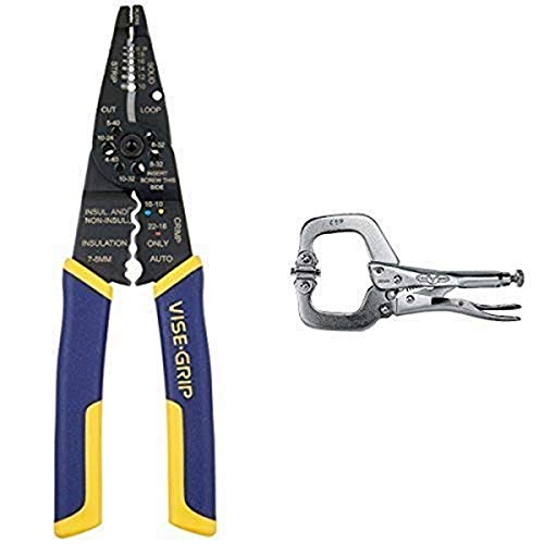 IRWIN VISE-GRIP Multi-Tool Wire Stripper/Crimper/Cutter and Locking C-Clamp with Swivel Pads