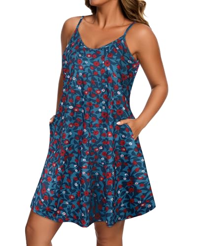 Image of JOELLYUS Womens Spaghetti Strap Dress Summer Dresses Beach Cover Ups Casual Sundresses with Pockets 2026