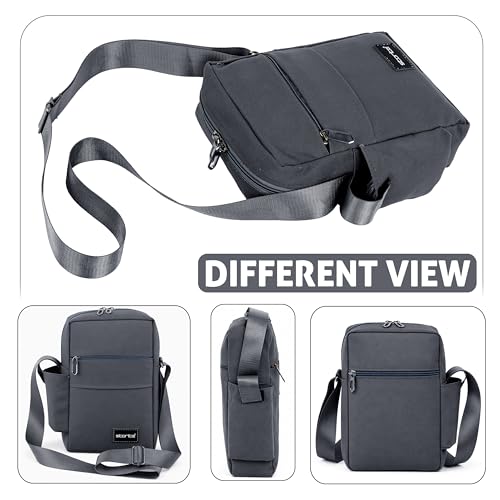 Image of Storite 10 Inch Stylish Padded Mini Sling Crossbody Bag for Men and Women, Small Passport Travel Sling Bag With Water Bottle Pocket