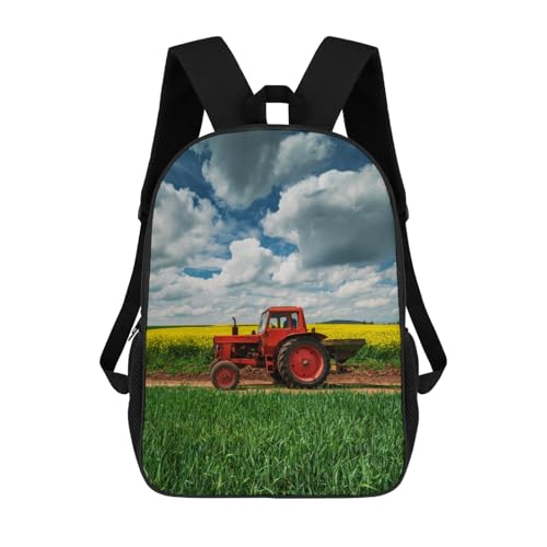 Red Tractor School Backpack Lightweight Laptop Backpacks Large Capacity 1 Main Compartment Outdoor Bookbag for Kids Boys Girls (Color2)