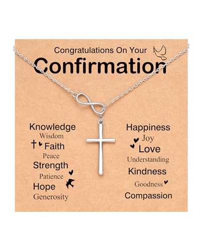Infinity Cross Necklace, Confirmation Gifts for Teen Girls Catholic Christian Religious Gifts for Women