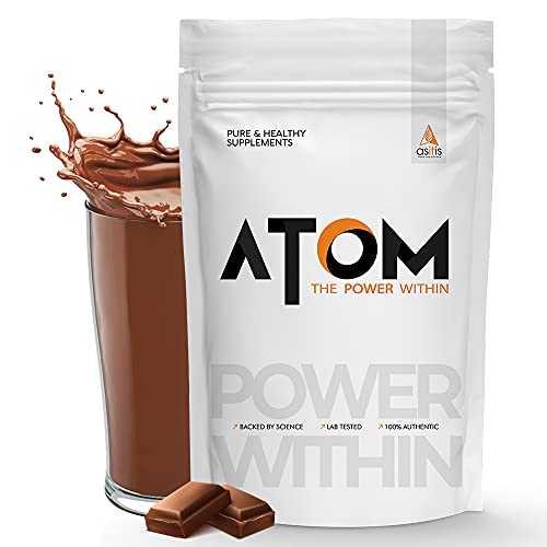Asitis Nutrition ATOM Whey Protein 1kg with Digestive Enzymes | Double rich chocolate | 27g protein | 5.7g BCAA | Lab…