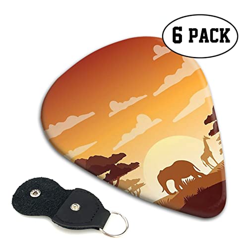 Lot de 6 médiators pour guitare acoustique, guitare électrique, basse, ukulélé Motif éléphant et girafe au coucher du… - Les Beatles, Paul McCartney, John Lennon, RIngo Starr, George Harrison Lot de 6 médiators pour guitare acoustique, guitare électrique, basse, ukulélé Motif éléphant et girafe au coucher du… – Image 3