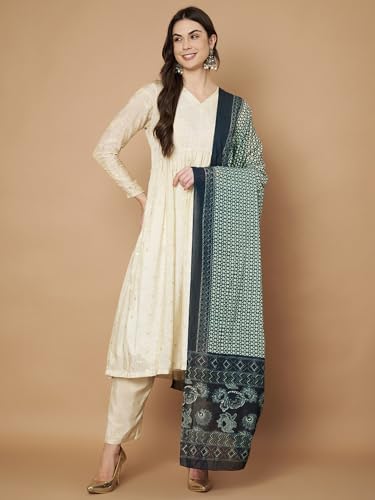 Image of Women's Cotton Blend Floral Print Dupatta with 2.20 Meters | Women's cotton printed dupatta with tassels