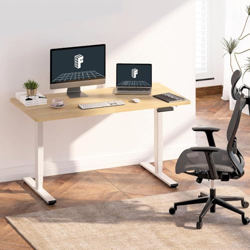 Image of Electric Height Adjustable Standing Desk (4x2 Feet, White) - Motorised Sit Stand Office Table with Digital Display, 4 Memory Presets & Anti-Collision System, 120 x 60 cm Ergonomic Workstation