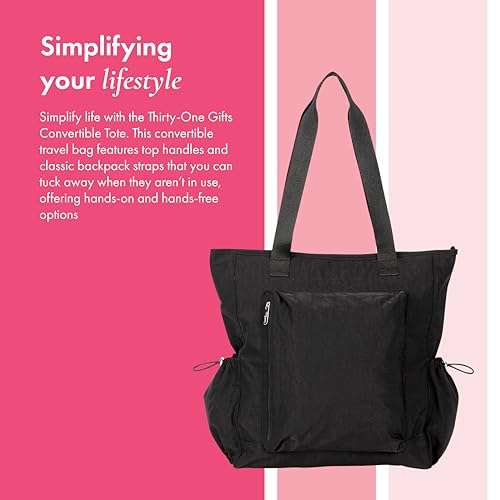 Image of THIRTY-ONE Gifts Convertible Tote, Adjustable and Convertible Backpack Tote for Travel or Work