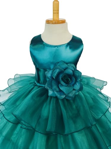 Sleeveless Satin Organza Ruffle Flower Girl Gown Wedding Birthday Junior2