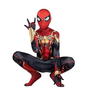 MARVEL Integrated Spider-Man Official Youth Deluxe Zentai Costume – Stretch Spandex with Hidden Zippers and Wrist Slits