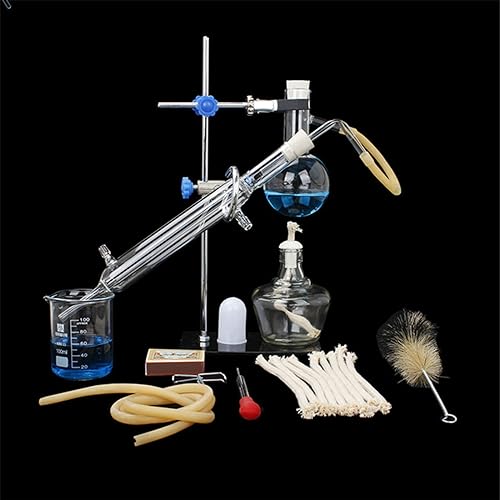 ZAHIKA Kit de Destilación,Kit de Vidrio para Laboratorio de Química,Aparato de Destilación,Equipo de Destilación de Vidrio Borosilicato,Kit de Vidrio para Laboratorio