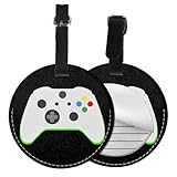 Gamer Controller Video Games Luggage Tags for Suitcases, Pu Leather Baggage Tags Identifiers for Travel, Name Id Label for Baggage Bag Women Men