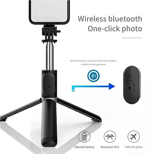 Image of Like Star R1s Selfie Stick, Remote, and Selfie Light, 3-in-1 Multifunctional Selfie Stick, Tripod Stand, Mobile Stand, R1s Bluetooth Selfie Sticks, Compatible with All Phones