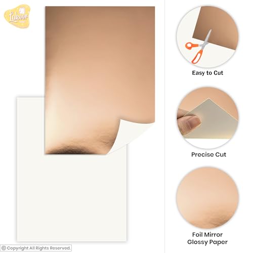 Image of Lakeer A4 Copper Foil Cardstock Paper, 250 GSM, Pack of 10 Sheets, Reflective Mirror Finish for Card Making, Scrapbooking, Invitations and DIY Crafts