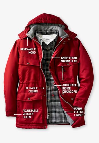 Boulder Creek by KingSize Men's Big & Tall Fleece-Lined Parka With Detachable Hood And 6 Pockets2