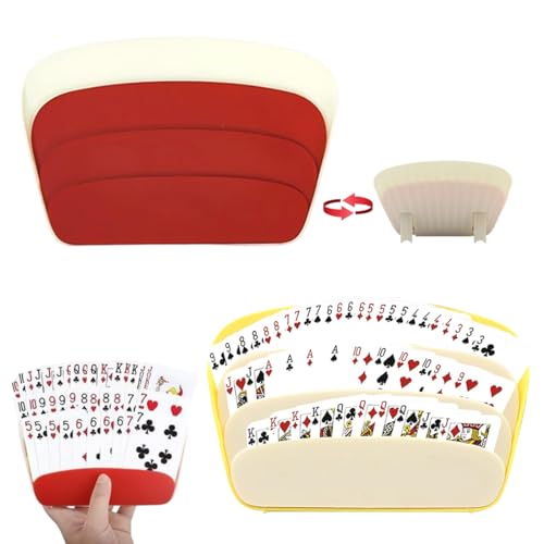 YUVKIN 2 piezas soporte para cartas manos libres de plástico, soporte para juego de cartas, poker naipes, soporte para naipes, de diseño curvo para niños, adultos, personas de edad avanzada