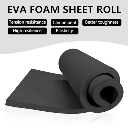 Image of 20mm Thick Black Eva Foam Cosplay Sheets roll, 13.9 inch x 39 inch Premium eva Craft Foam for Cosplay Costume by MEARCOOH