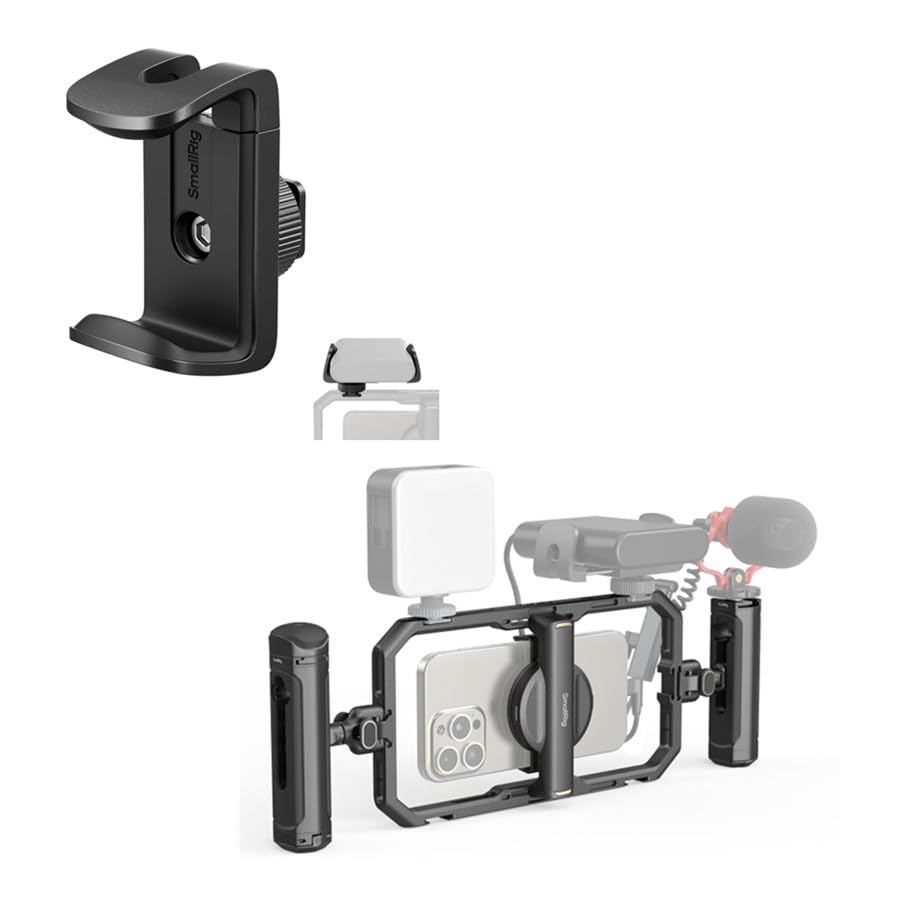SMALLRIG Bundle Power Bank Holder with Cold Shoe Mount 4600 Universal Quick Release Phone Cage Kit Basic 4597