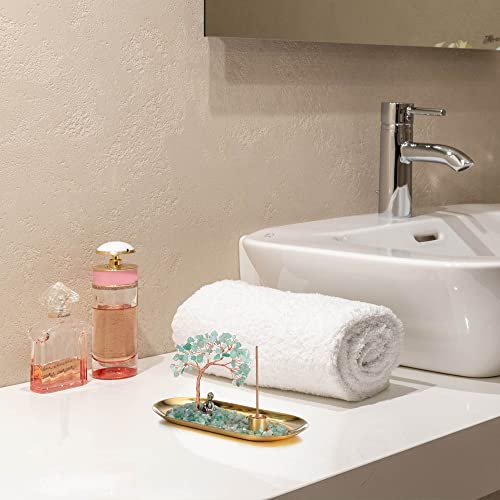 Top Plaza Incense Holder For Sticks Incense Stands Trays Burner Green Aventurine Healing Crystals Stones Money Tree Holder For Yoga Meditation Buddha Statue Home Decor Housewarming Gifts #TOP1