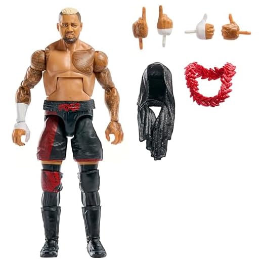 Mattel WWE Elite Collection Top Picks Action Figure & Accessories Set, Sola Sikoa 6-inch Collectible with Swappable Hands, Ring Gear & 25 Articulation Points