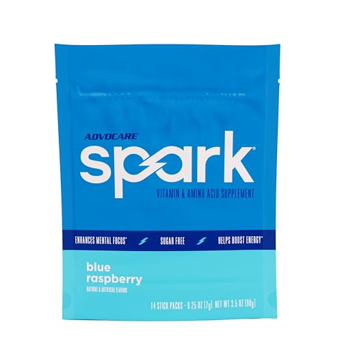 Image of AdvoCare Spark - Energy Drink Mix - Vitamin & Amino Acid Supplement - Supports Energy & Focus - Portable Immune Support - Sugar-Free - Blue Raspberry, 14 Stick Packs (3.5 oz)