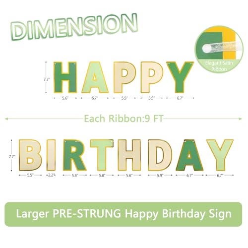 Image of Pre-Strung Happy Birthday Banner Sage Green Party Decorations