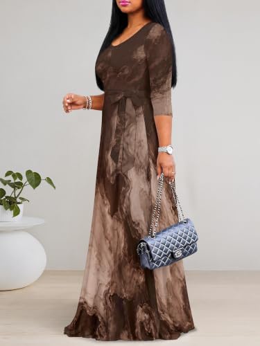 Image of Women's 3 /4 Sleeve Maxi Dress with Pockets