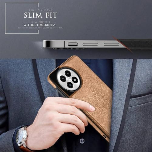 Image of MOBILOVE PU Leather Flexible Shockproof Design Back Case Cover for | OnePlus 13R 5G (Brown)