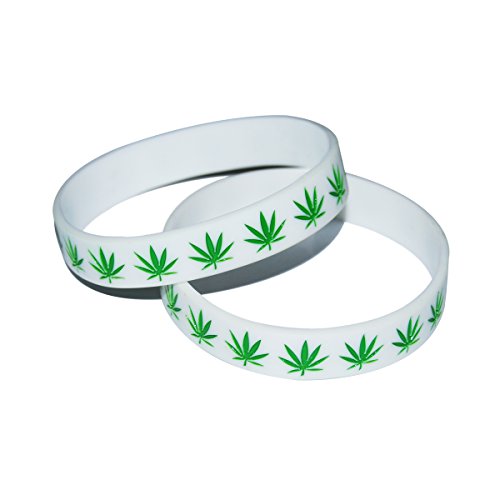 Busy Bee Distributors White/Green Leaf Weed Marijuana Cannabis Weed Bracelet Wristband or Ankle