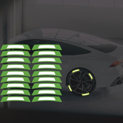 Image of 20PCS Strong Reflective Car Wheel Hub Stickers for Cars Helmet Night Safety Warning Reflective Stripe Decals Auto Truck Motorcycle Bicycle Wheels Rim Reflective Stickers (Fluorescent Green)