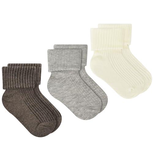 JAKIDAR Organic Cotton Baby Socks Seamless Washable Infant Toddler Kids Sock, 6 Months to 5 Years (Pack of 3)