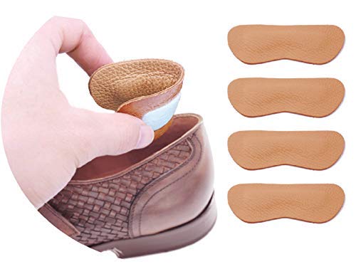 Leather Heel Grips Liner Cushion Inserts For Shoes Too Big,Shoe Pads For Shoes Too Big, Improved Shoe Fit And Comfort,8 Pairs 0.2 Inch Thick (Khaki) #TOP25