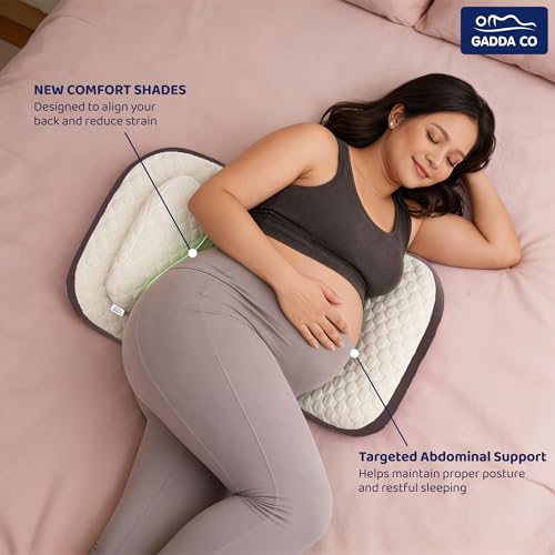 Image of GADDA CO Maternity Pillow for Pregnant Women | Adjustable Dual Pregnancy Wedge Pillow for Belly & Back Support | Butterfly Design Pillow with Hypoallergenic Pure Cotton Cover| Travel Friendly | Coffee