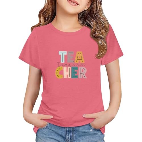 Schoolchild Shirts Teacher Letter Print Short Sleeve Tops for Boys Girls Kids Back to School Clothes for Pupil