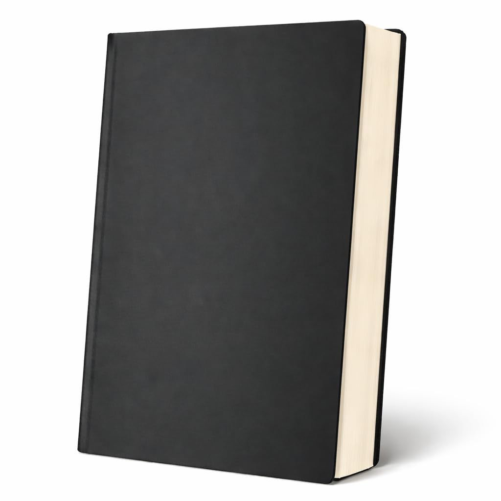 UIRIO Thick Journal Notebook | A4 Large 8 x11.5 inches Wide Ruled Paper | Soft Faux Leather Cover 400-Pages, Ideal for Writing, School, Work, Men, Women (Black)