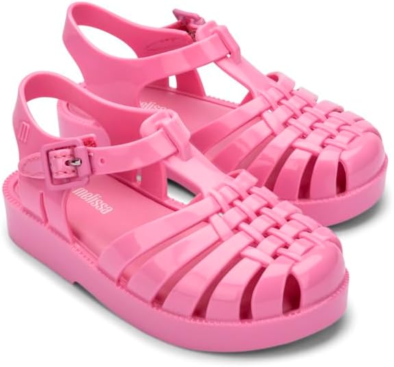 mini melissa Possession Fisherman Jelly Sandal for Toddlers and Girls – Adjustable Buckle Summer Sandals, Waterproof, Bubblegum Scent, Comfortable Beach, Play and Dress Shoes for All Day Wear