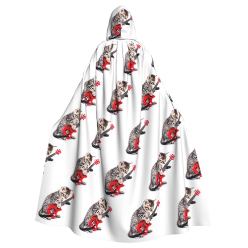 Manteau capuche chat guitare longue cape imprimée adulte