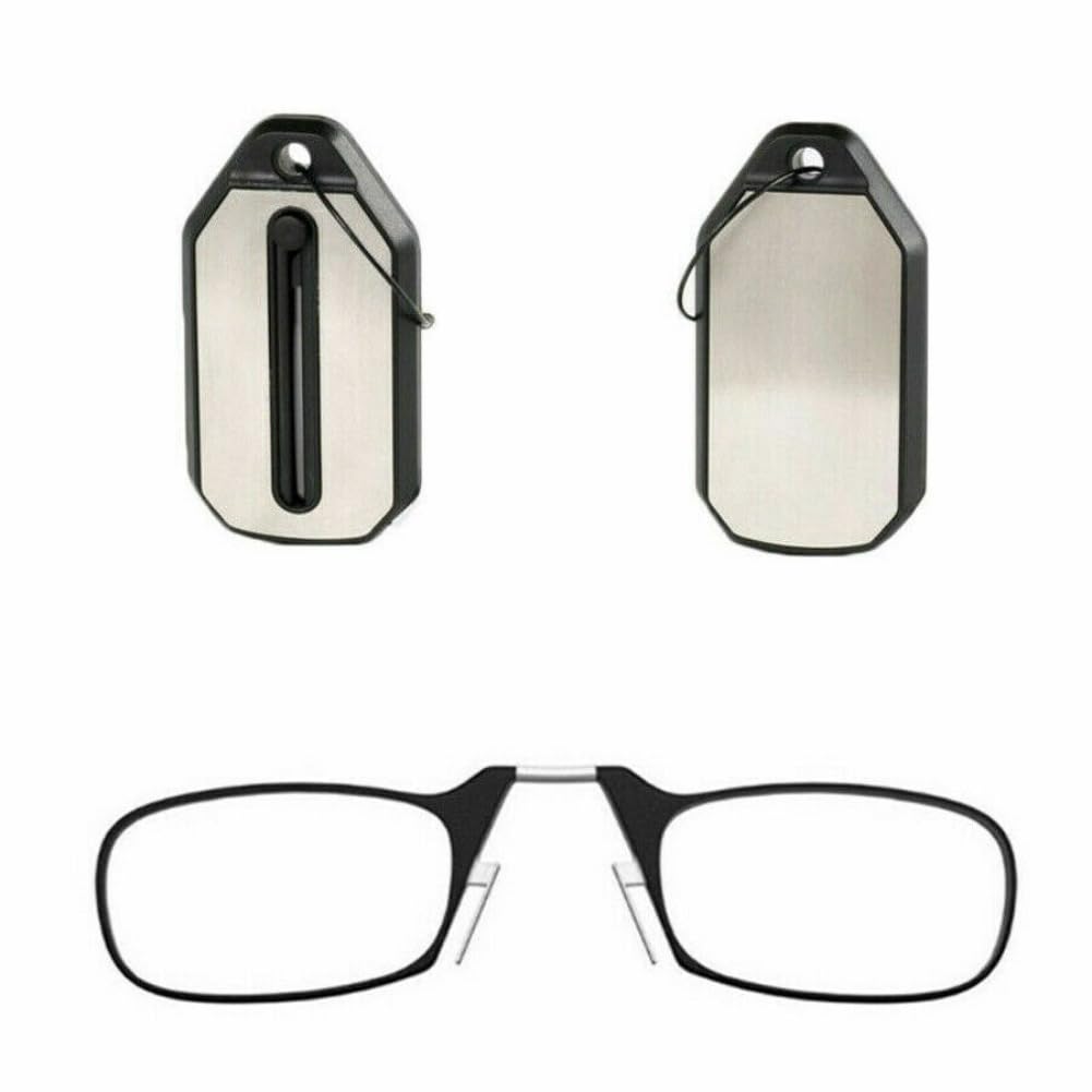 EBILUN Mini Nose Clip Portable Reading Glass on Men for Women Rimless Magnifying Presbyopic Glasses Ladies Eyewear+1.0 To +3.0 (silver,+3.00)