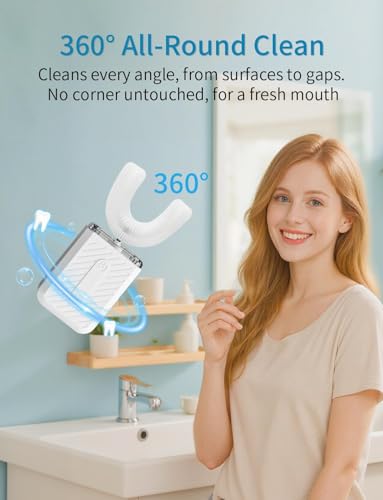 Image of U-Shaped Electric Toothbrush, 48,000 VPM, 4 Modes, 60-Second Clean, IPX7 Waterproof, ultrasonic Toothbrush with Magnetic Contact Charging