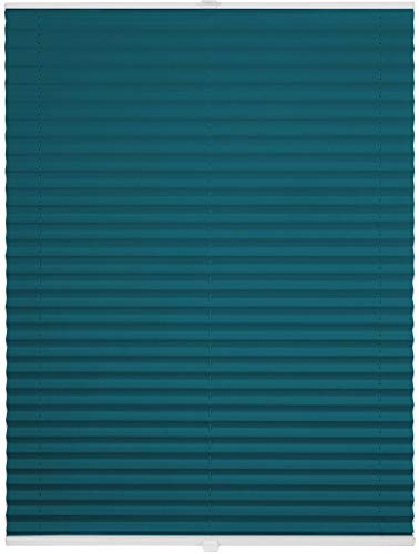 ondeco Plissee nach Maß für alle Fenster innen Montage in Glasleiste mit Spannschuh Sonnenschutz Rollo Sichtschutz Blickdicht Petrol B: 30-40 cm, H: 40-100 cm
