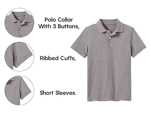 Image of Galaxy by Harvic Polo Shirt for Boys - 5 Pack School Uniform for Boys, Tagless Cotton Blend - Soft Comfortable Everyday Wear