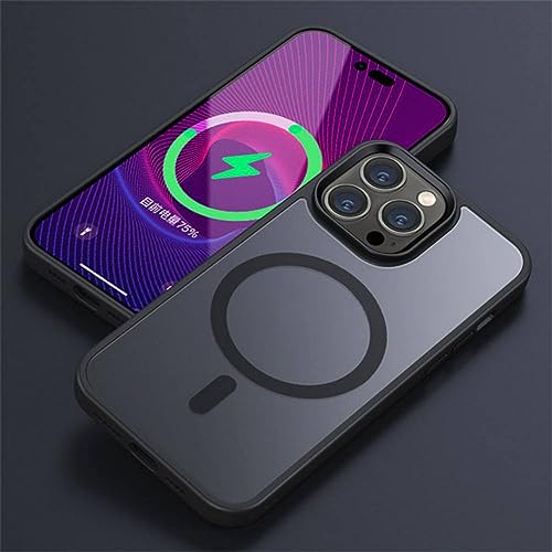 Coque iPhone 13 Pro Max antichoc mate noire avec charge magnétique sans fil