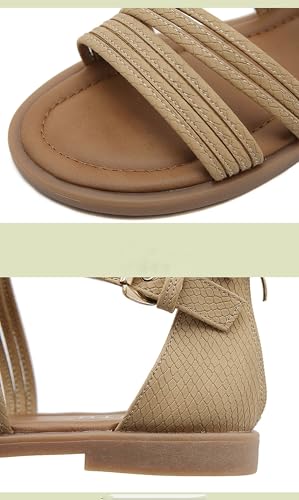 Women's Fashion Open Toe Sandals Gladiator Strappy Flat Sandals Back Zip Up Sandals Summer Beach4